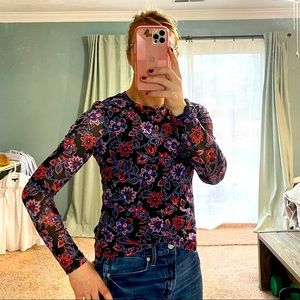 Banana Republic sheer paisley small long sleeve